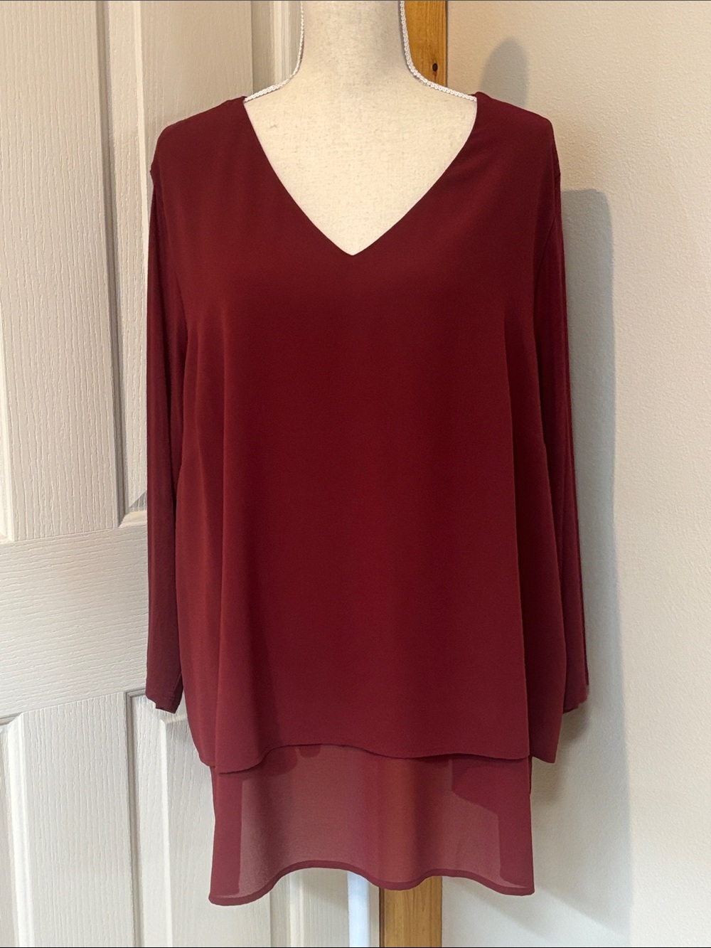 Michael Kors Burgundy V-Neck Layered Tunic
